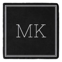 Modern Minimal Monogram Initials Frame Black