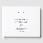 Modern Minimal Monogram White Foil Wedding Gästebuch<br><div class="desc">Welcome your guests in timeless style with this Modern Minimal Monogram wedding welcome poster. Featuring a crisp white background and classic black typography, this design sets the tone for a refined and modern celebration. Your custom monogram is displayed at the top for a personalized touch, followed by the bride and...</div>