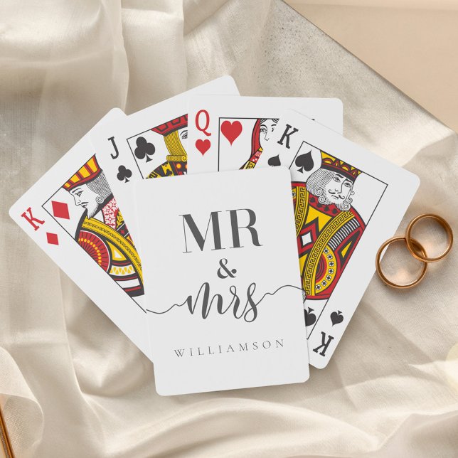 Modern Minimal Mr. & Mrs Typographic Black/White Spielkarten (Modern Minimal Mr & Mrs Typographic Black/White Playing Cards)
