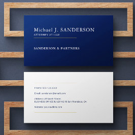 Modern minimal navy blue attorney at law visitenkarte