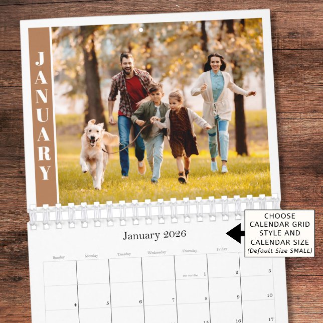 Modern Minimal One Photo Per Month Terracotta Kalender (Von Creator hochgeladen)