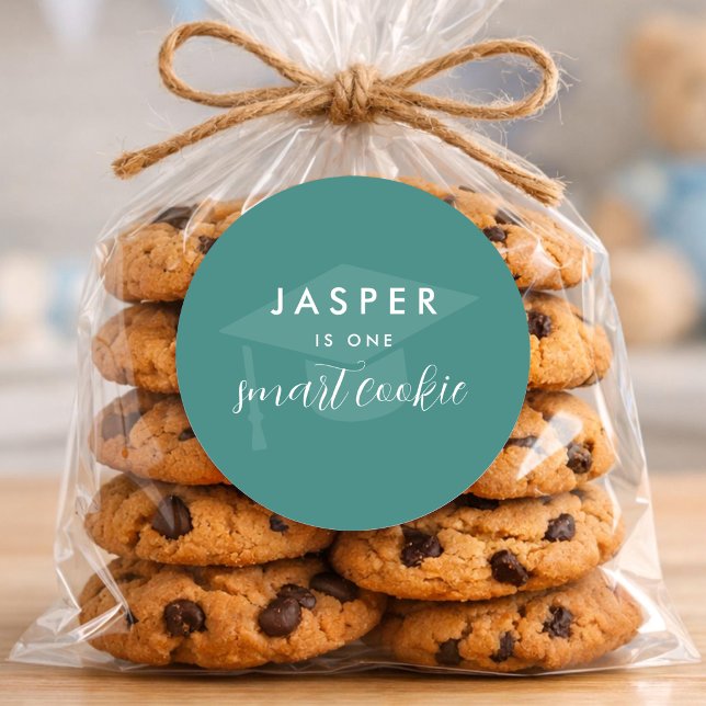 Modern Minimal One Smart Cookie Graduation Party Runder Aufkleber (Von Creator hochgeladen)