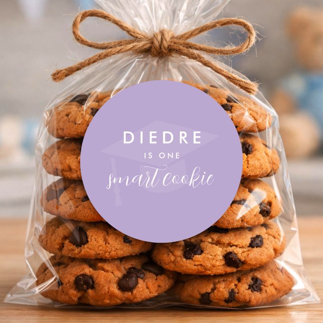 Modern Minimal One Smart Cookie Graduation Party Runder Aufkleber (Von Creator hochgeladen)