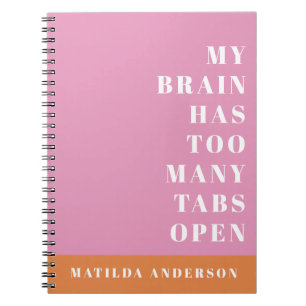 Modern minimal orange and pink typography notebook notizblock