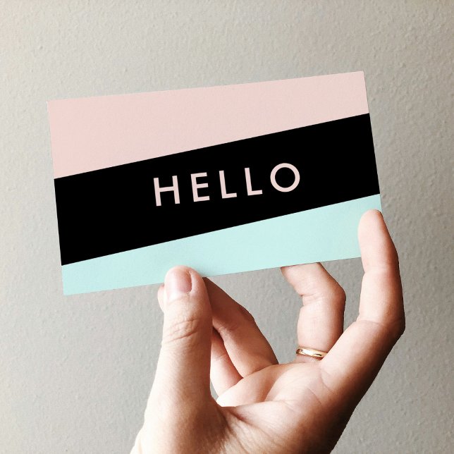 Modern Minimal Pastel Pink & Mint "Hello" Visitenkarte (Von Creator hochgeladen)
