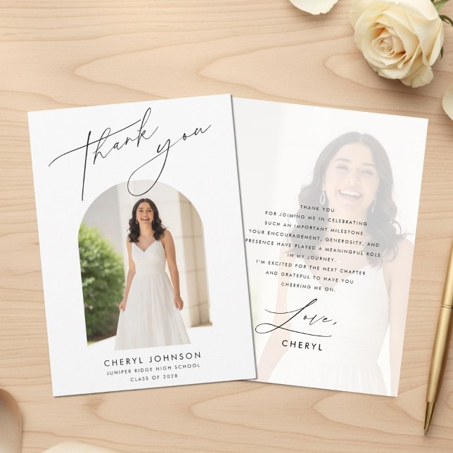 Modern Minimal Photo Graduation Dankeskarte (Von Creator hochgeladen)