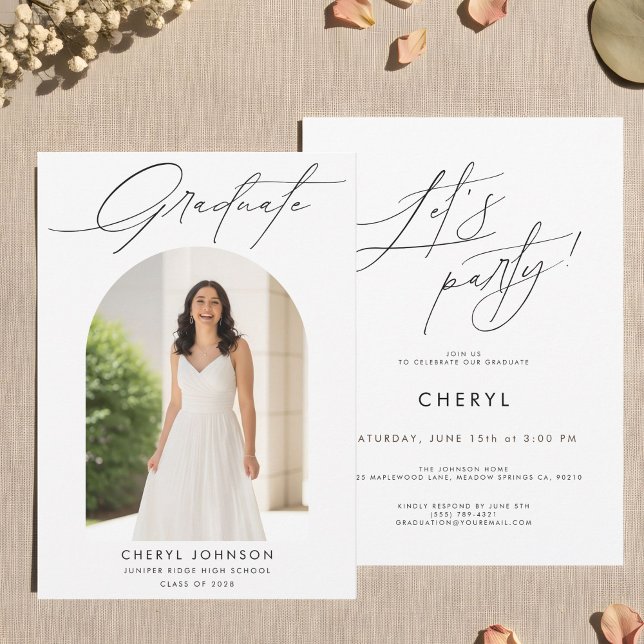 Modern Minimal Photo Graduation Party Invitation Einladung (Von Creator hochgeladen)