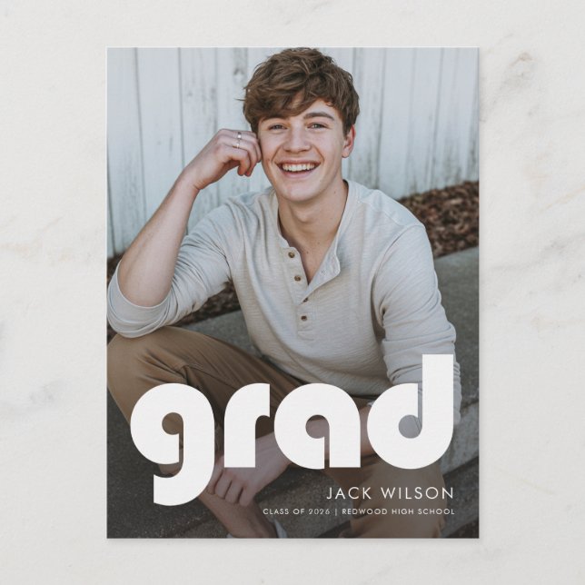 Modern Minimal Photo Graduation Party Invitation Postkarte (Vorderseite)