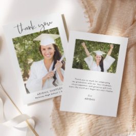 Modern Minimal Photo Graduation Thank You Card Dankeskarte