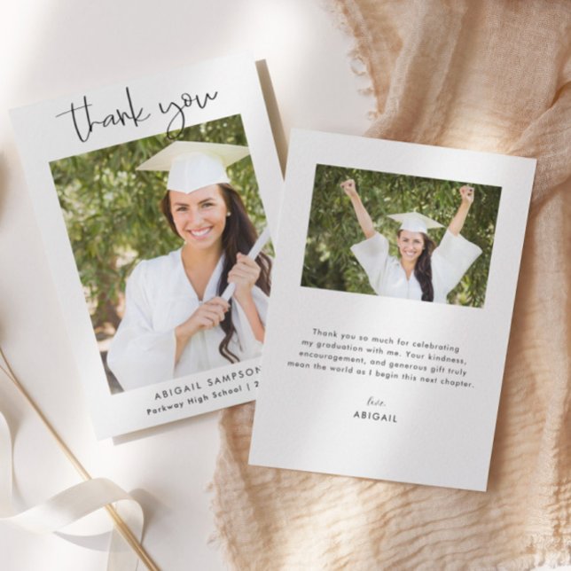 Modern Minimal Photo Graduation Thank You Card Dankeskarte (Von Creator hochgeladen)