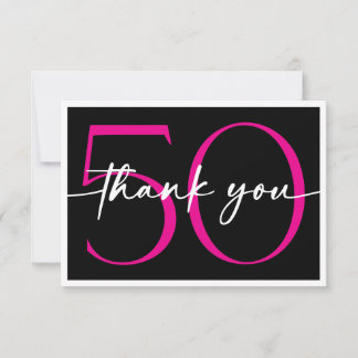 Modern Minimal Pink Fifty Fabulous Script Birthday Dankeskarte