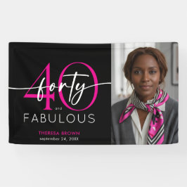 Modern Minimal Pink Forty Fabulous Script Birthday Banner