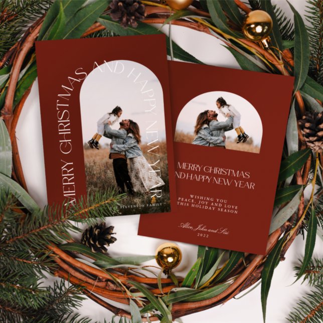 Modern Minimal Red Arch 2 Foto Frohe Weihnachten H (Von Creator hochgeladen)