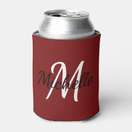 Modern Minimal Red Monogram Name + Initial Dosenkühler