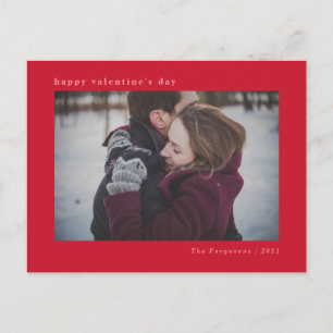 Modern Minimal Red Valentine's Day Foto Card Postkarte