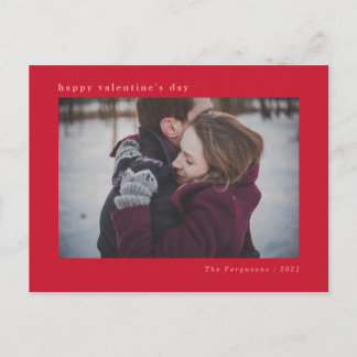 Modern Minimal Red Valentine's Day Foto Card Postkarte