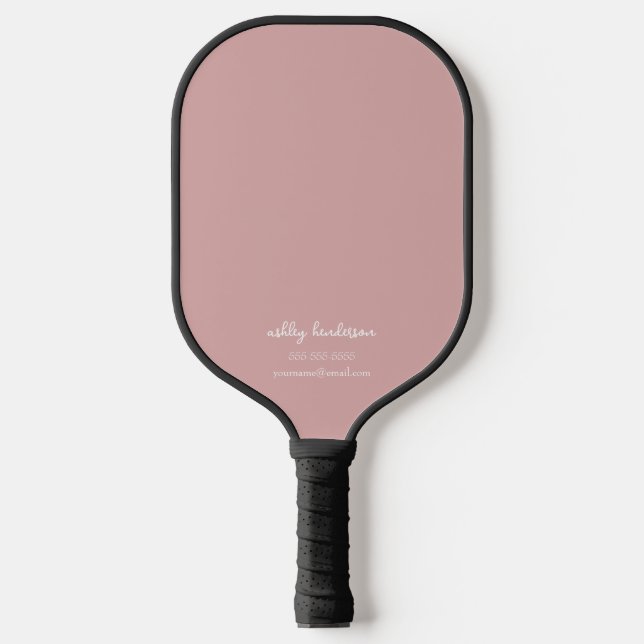 Modern Minimal rosa Monogramm Name + Kontaktinform Pickleball Schläger (Vorderseite)