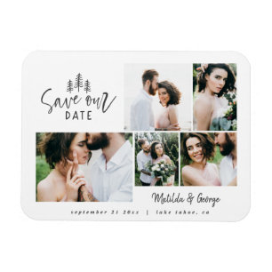 modern minimal rustic multi photo wedding magnet