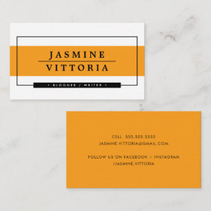 MODERN MINIMAL, schlicht, orange, schwarz Visitenkarte