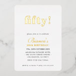 MODERN MINIMAL schlichte schick 50 Geburtstag Gold Folieneinladung<br><div class="desc">von kat massard >>> https://linktr.ee/simplysweetpaperie <<< Ein trendiges, handgeschriebenes Einladungs-Design für Ihren Geburtstag - ich habe die meisten Altersgruppen im Geschäft TIP :: 1. Um Grafiken und Schriftart zu ändern/zu verschieben und mehr Text hinzuzufügen, klicken Sie auf den Button "Anpassen". - - - - - - - - - -...</div>