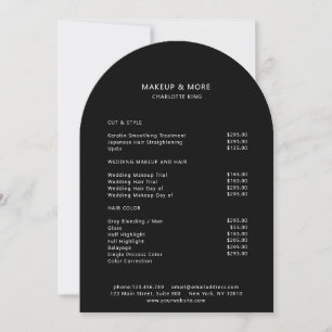 Modern, Minimal, Schwarz, Salon-Preisliste Karte