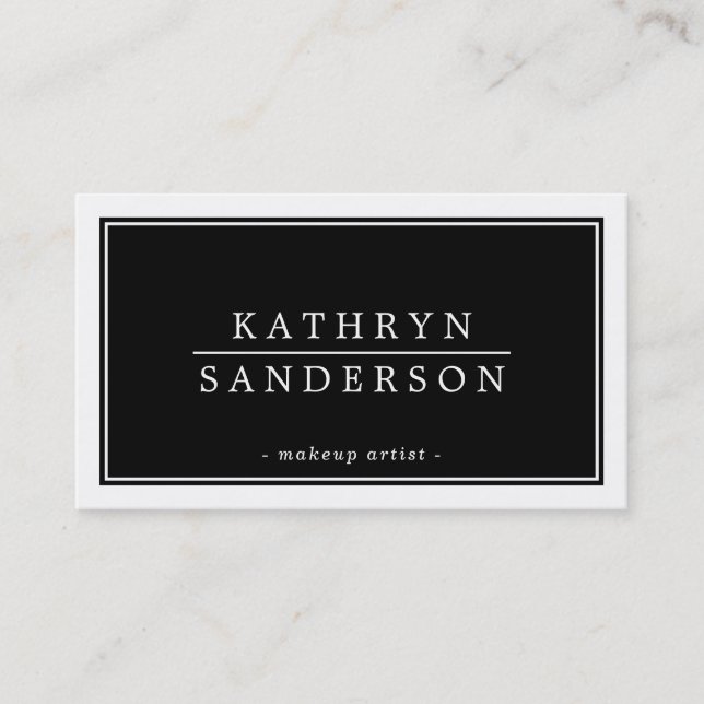 MODERN MINIMAL Schwarz-weißer Rand Visitenkarte (Vorderseite)