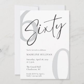 Modern Minimal Script Sixty 60th Birthday Party Einladung