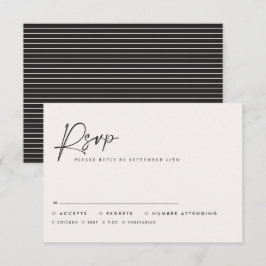 Modern Minimal Script Wedding RSVP with Stripe abc Mitteilungskarte