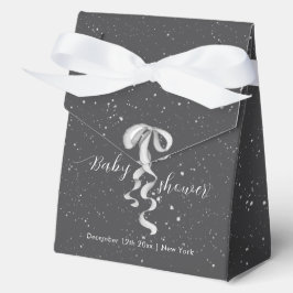 Modern Minimal Silver Bow Winter Snow Baby Shower Geschenkschachtel