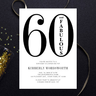 Modern Minimal Sixty und Fabulous 60. Geburtstag Einladung
