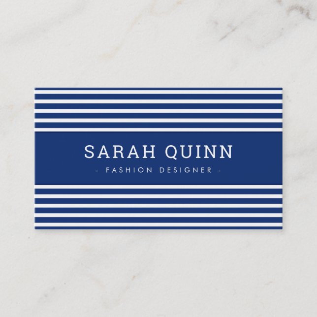 MODERN MINIMAL STRIPE dunkelblau, blau, dunkelblau Visitenkarte (Vorderseite)