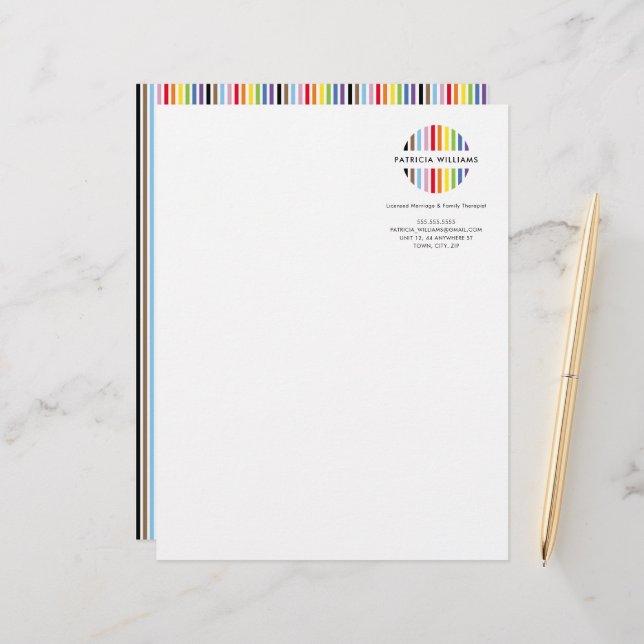 MODERN MINIMAL stripe logo rainbow pride LGBTQ Briefbogen (Vorderseite/Rückseite Beispiel)