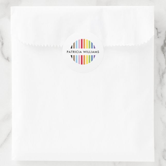 MODERN MINIMAL stripe logo rainbow pride LGBTQ Runder Aufkleber (Tasche)