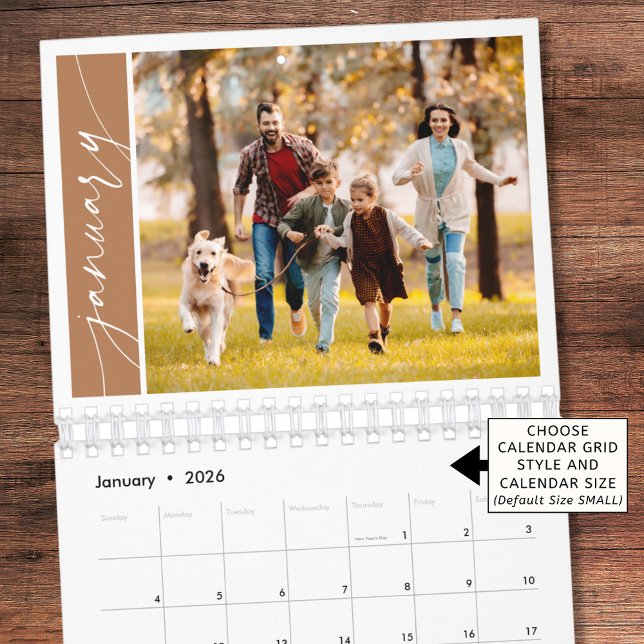Modern Minimal Terracotta One Photo Family Kalender (Von Creator hochgeladen)