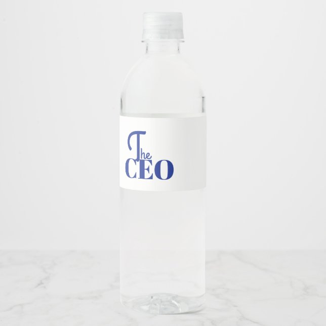 Modern Minimal The CEO Blue Wasserflaschenetikett (Vorderseite)