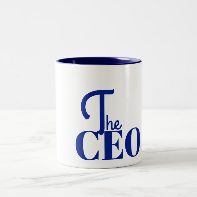 Modern Minimal The CEO Blue Zweifarbige Tasse (Mittel)