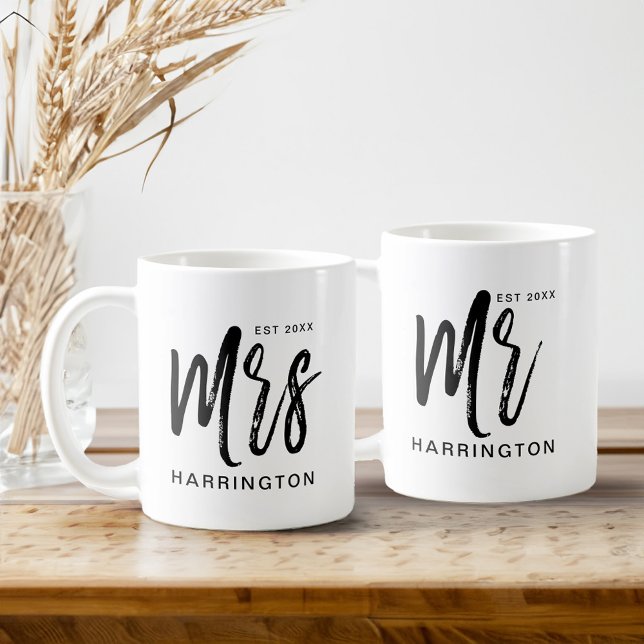 Modern & Minimal Typografie Mrs. Wifey Kaffeetasse (Modern & Minimal Typographic Mrs Wifey & Mr. Hubby Coffee Mug)
