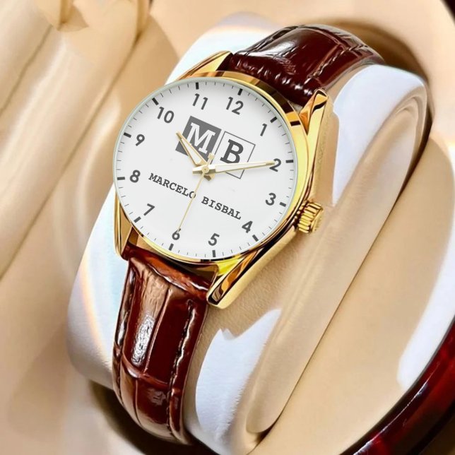 Modern Minimal Typography White Paper Square Armbanduhr (Von Creator hochgeladen)