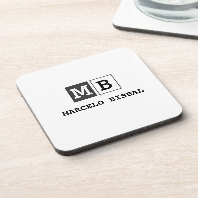 Modern Minimal Typography White Paper Square Getränkeuntersetzer (Linke Seite)