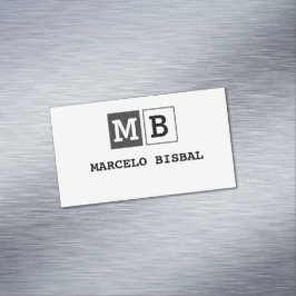 Modern Minimal Typography White Paper Square Magnetische Visitenkarte