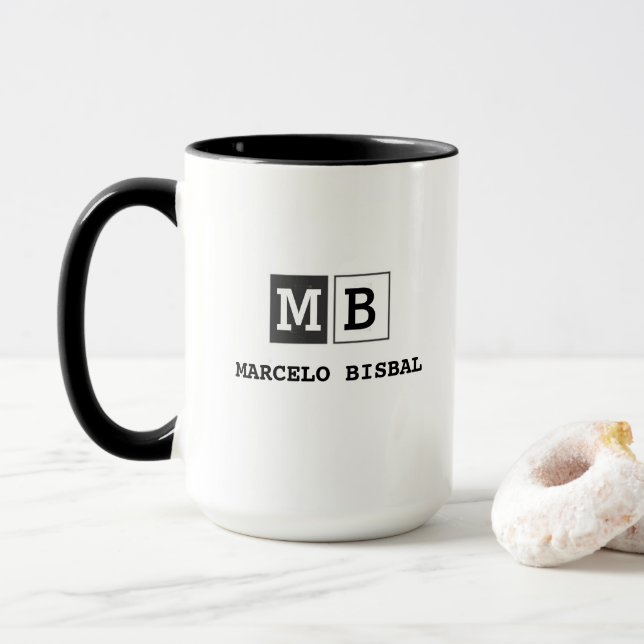 Modern Minimal Typography White Paper Square Tasse (Mit Donut)
