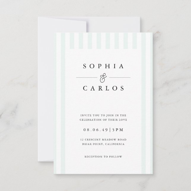 Modern Minimal Wedding Invitation with  Stripe Einladung (Vorderseite)
