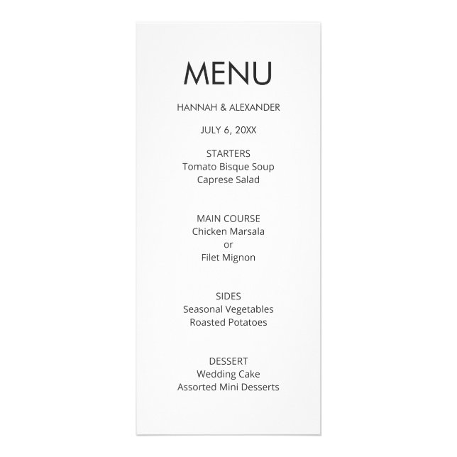 Modern Minimal Wedding Menu - Easy Edit Werbekarte (Vorne)