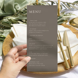 Modern Minimal Wedding Reception Menu Taupe Menükarte