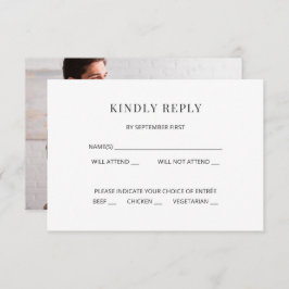 Modern Minimal Wedding RSVP Card Photo on Back Einladung