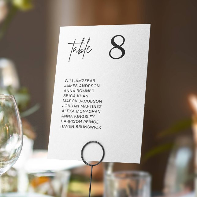 Modern Minimal Wedding Table Number Seating Chart Tischnummer (Von Creator hochgeladen)