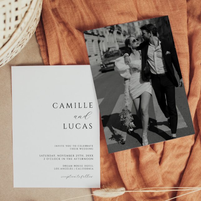 Modern Minimal Wedding With Photo Invitation Einladung (Von Creator hochgeladen)