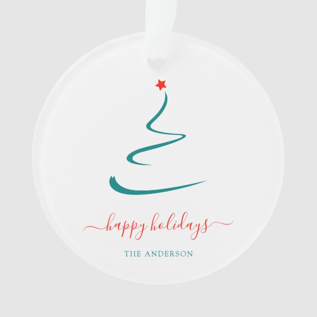 Modern Minimal Weihnachtsbaum Red Star Einfach Ornament (Vorderseite)