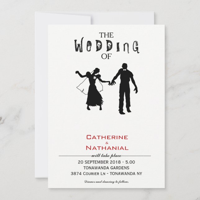 Modern Minimal Zombie Horde Hochzeitseinladung Einladung (Vorderseite)