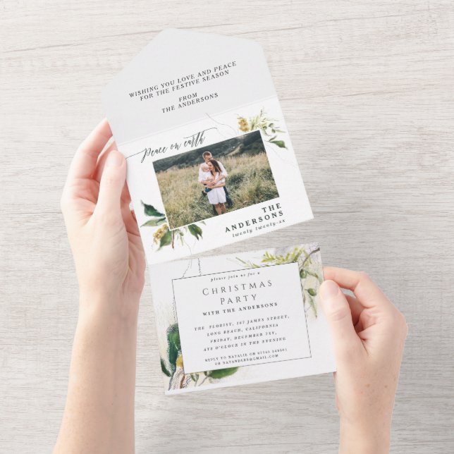 Modern minimale 1 Foto Weihnachts-elegante Drehbuc All In One Einladung (Abreißen)